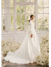 Beaded Ivory Lace Satin Wedding Dress With Pockets